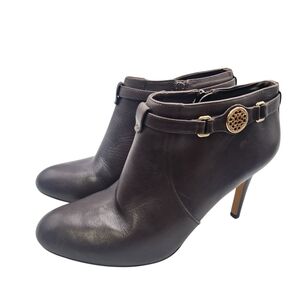 Coach Dark Brown Ankle‎ Booties with Gold Accent Size 8.5